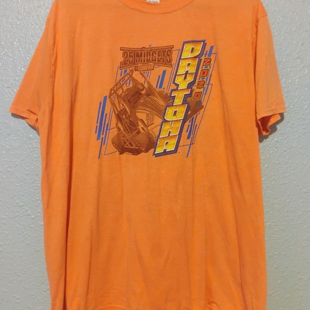 Gildan Orange‎ Daytona International Speedway Men's T-Shirt 25 Midgets Rare XL